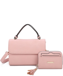 Fashion Flap Top Handle 2-in-1 Satchel P362S2 PINK